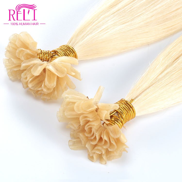 Ruili Popular In Europe Factory Wholesale keratin double drawn U tip Russian hair Human Hair Extension