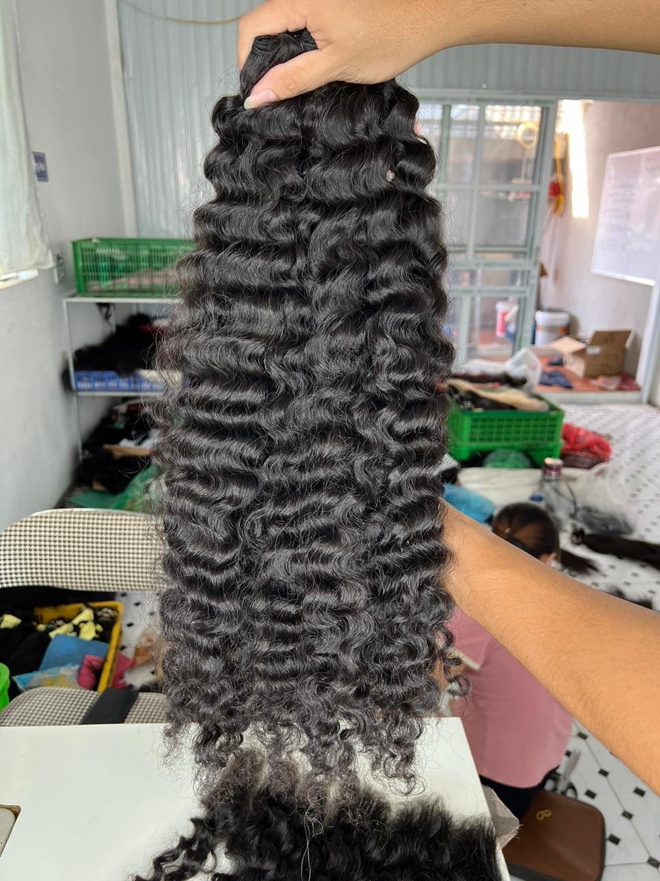 Customer Order Sample 12A Grade Burmese Curly Raw Virgin Cuticle Aligned Vietnamese Human Hair Extensions, no synthetic hair
