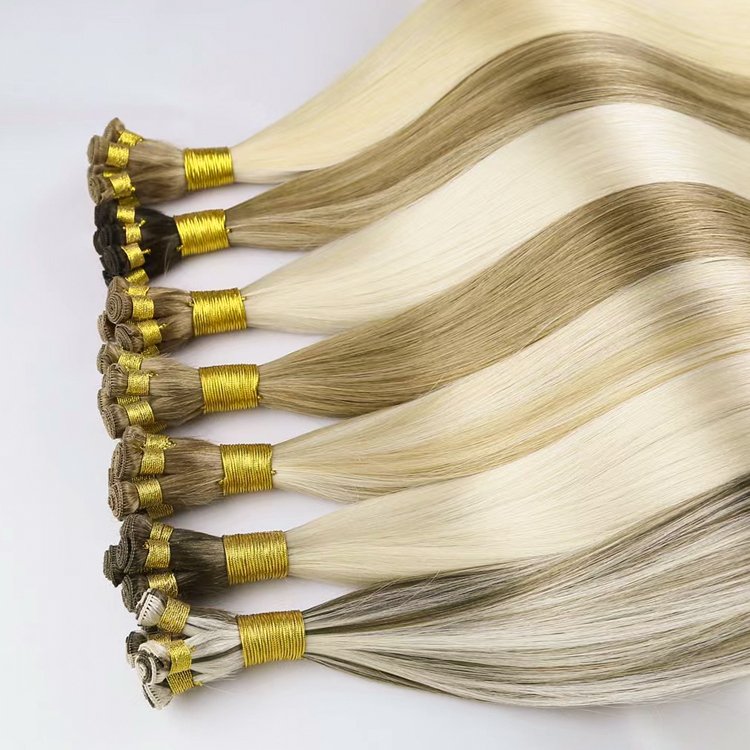 wholesale natural virgin hand tied weft human hair extensions remy peruvian keratin real russian hair hand tied weft hair