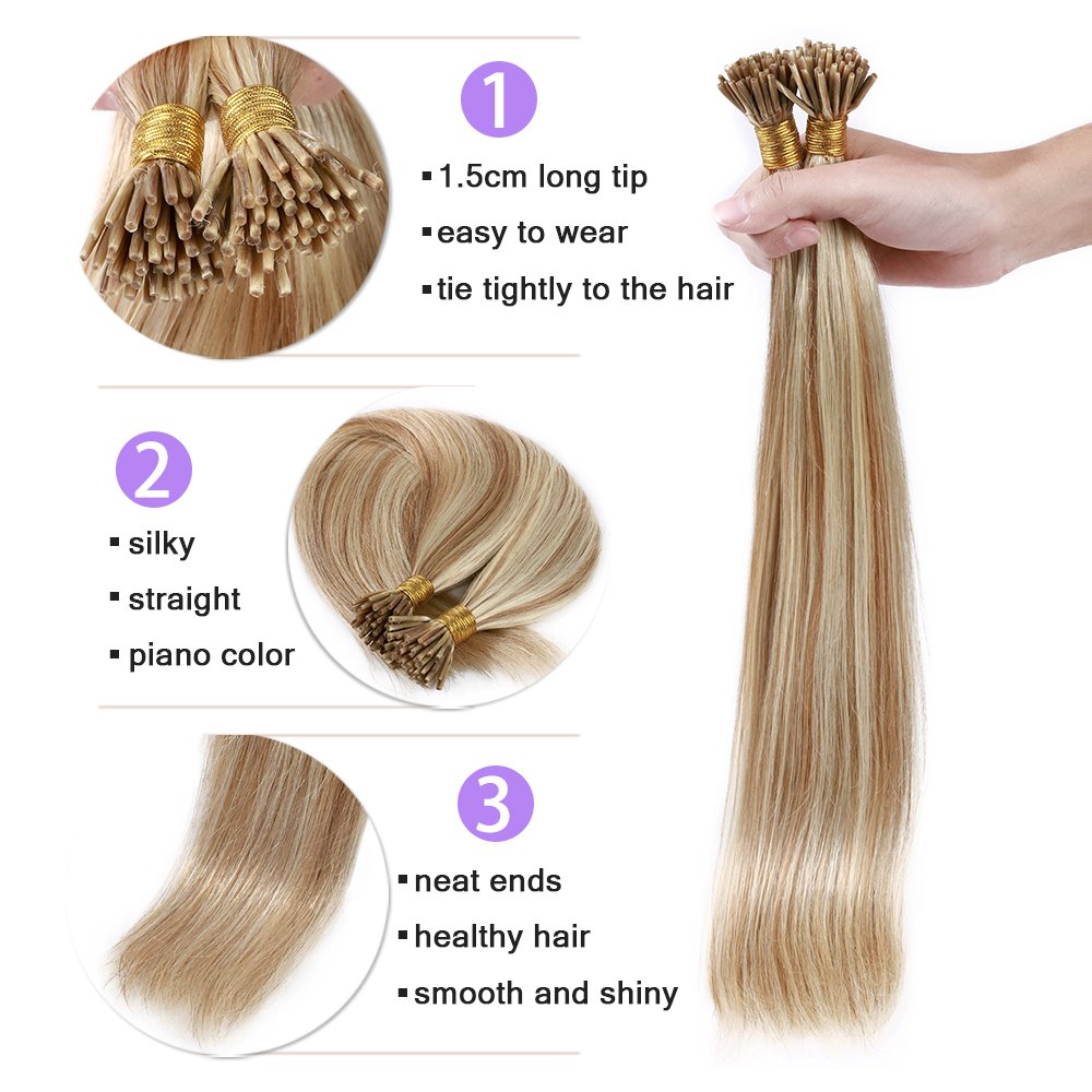virgin itips u i flat tip nano rings microlink hair extensions Prebonded keratin human hair extension vendor double drawn