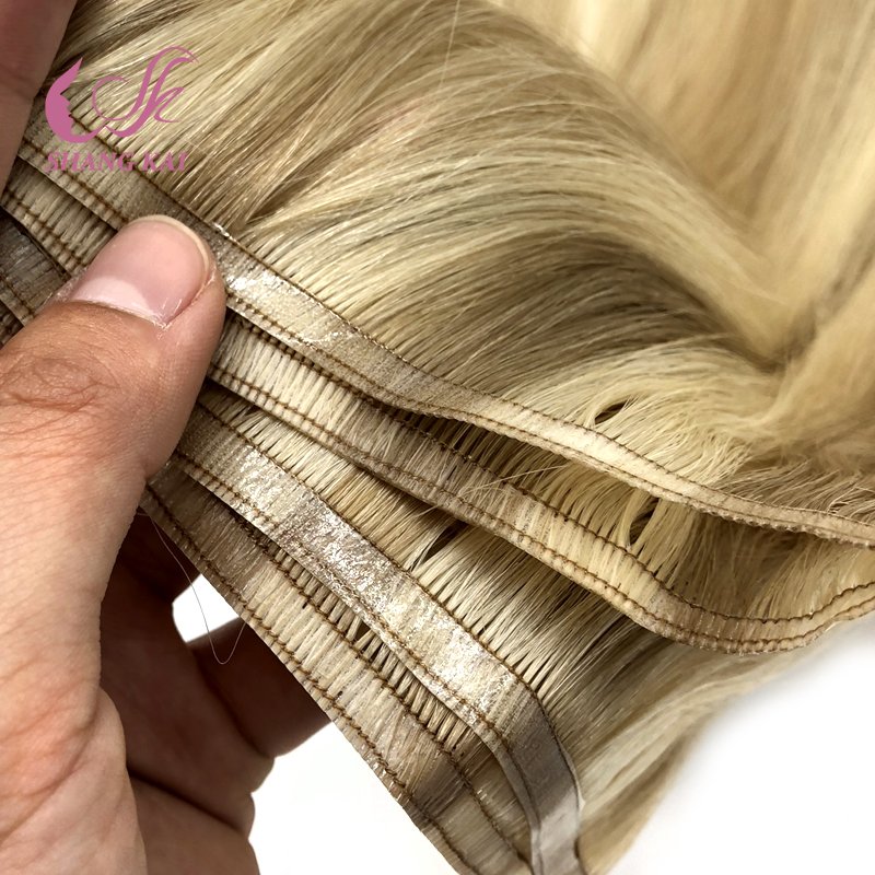 100% human hair weft seamless flat weft hair extensions