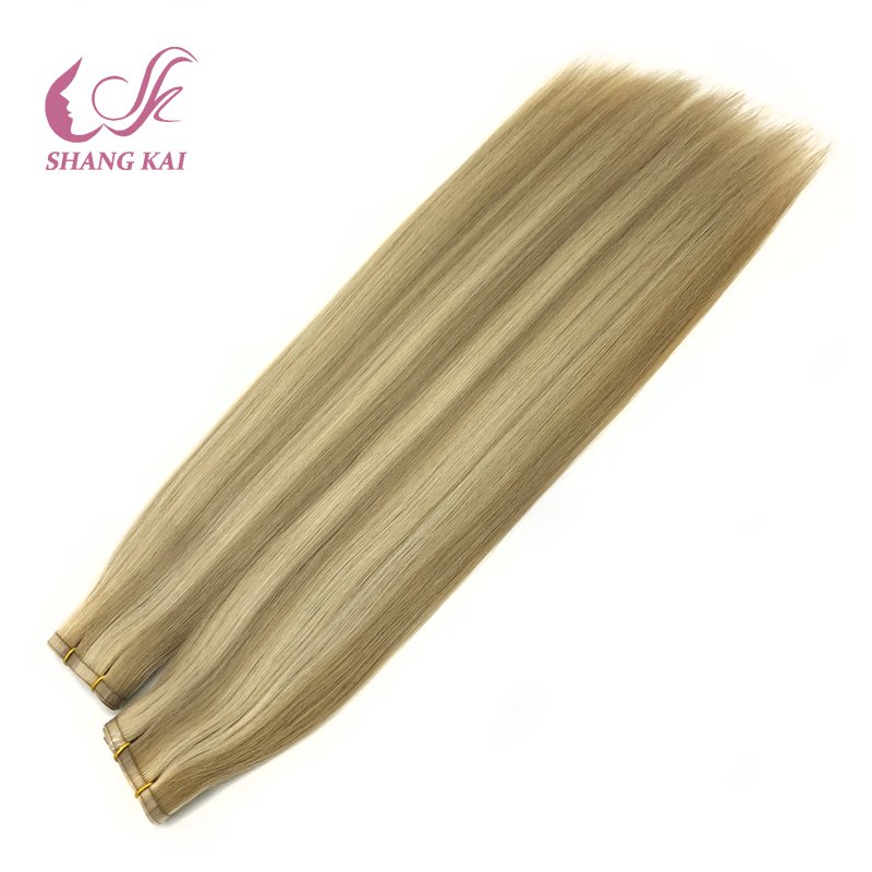 100% human hair weft seamless flat weft hair extensions