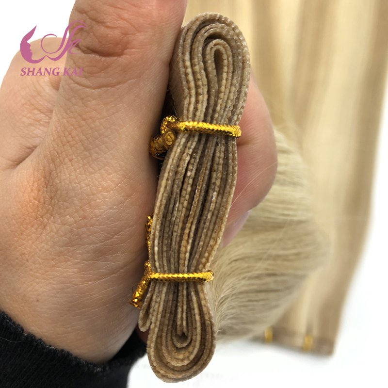 100% human hair weft seamless flat weft hair extensions