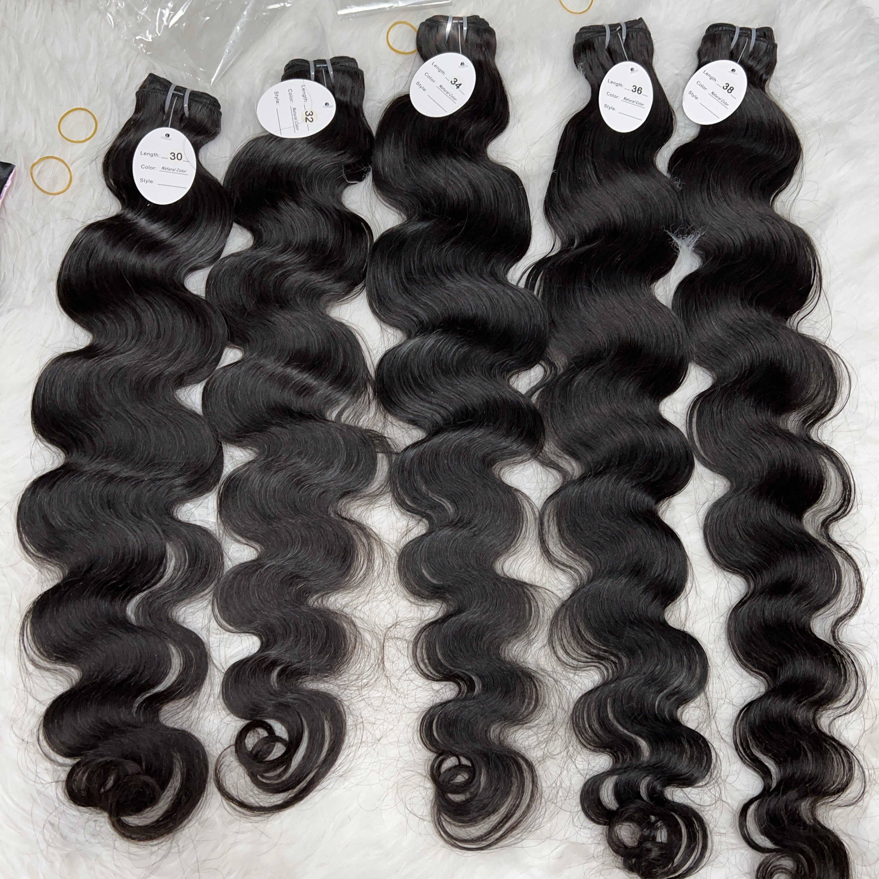 Unprocessed Raw Vietnamese Human Hair Extensions Natural Color 1B Machine double Weft hair bundle