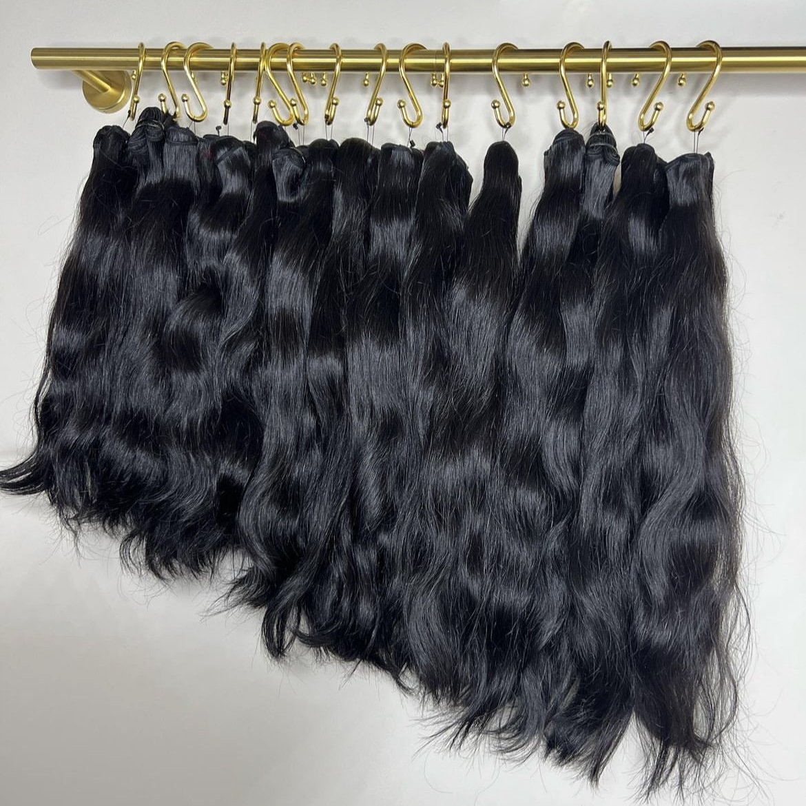 Unprocessed Raw Vietnamese Human Hair Extensions Natural Color 1B Machine double Weft hair bundle