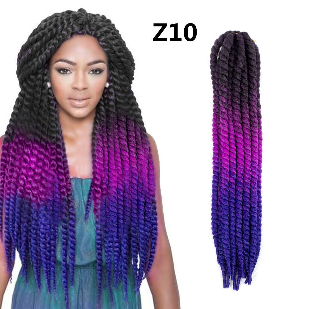 24 inch Dreadlock Extensions Ombre Black and Purple 20pcs Synthetic Dreads Reggae Handmade Braiding Hair with Dreads Cov