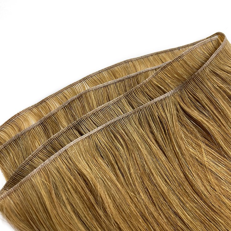 Genius weft human hair extension cuticle aligned hair double drawn medium brown genius weft hair extension