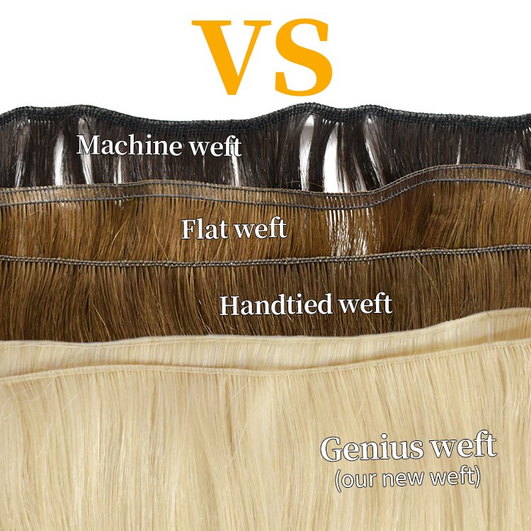Top quality tight and thin Genius Hair Weft 100% Russian human hair extensions
