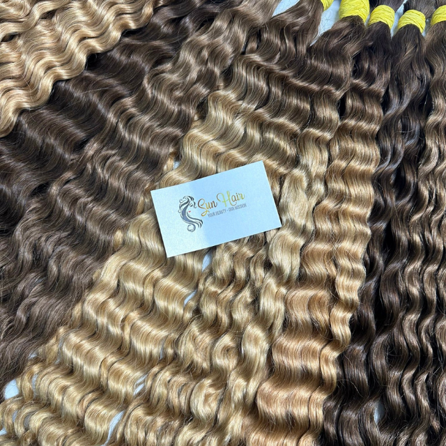 Wholesale Hot Trending Deep Curly With Many Colors Virgin Unprocessed Cuticle Aligned Bulk Hair 100% Real Human Hair Extensions