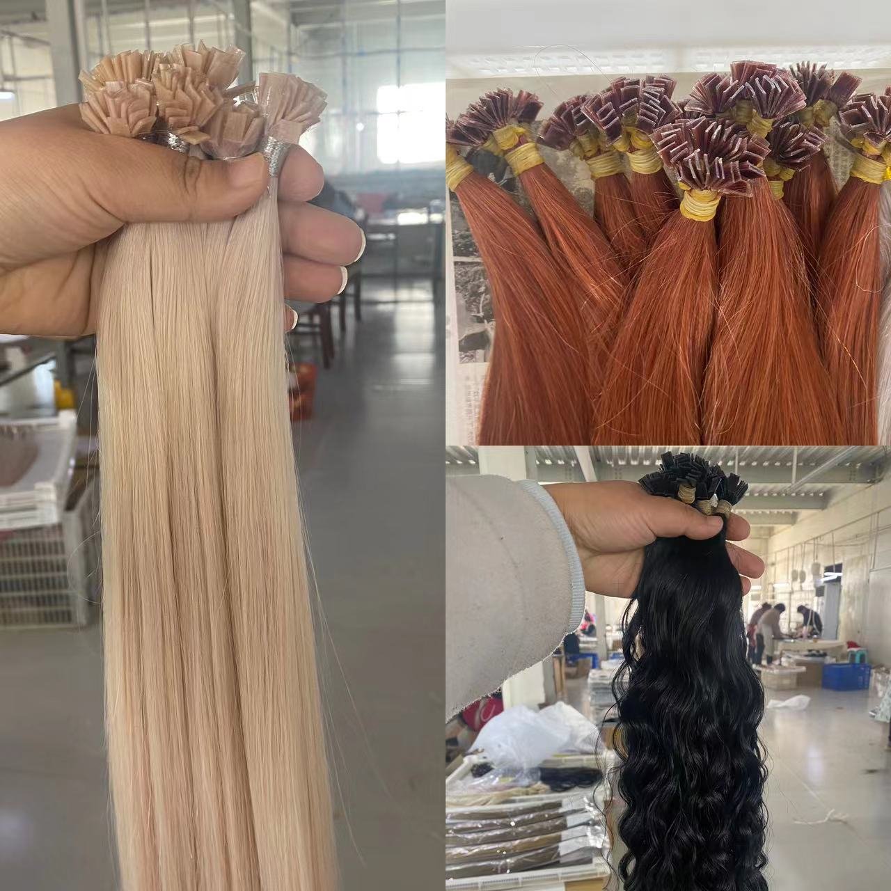 Flat tip russian human hair extensions virgin cuticle pre bonded italy keratin tips Double drown Keratin