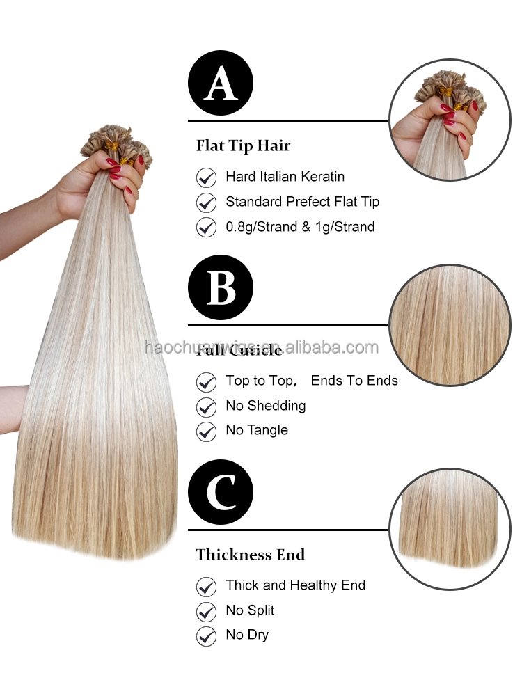 Wholesale Cuticle Aligned Pre Bonded Flat Tip Human Hair Extensions High Quality Double Drawn Keratin K Tip Remy Virgin Hair