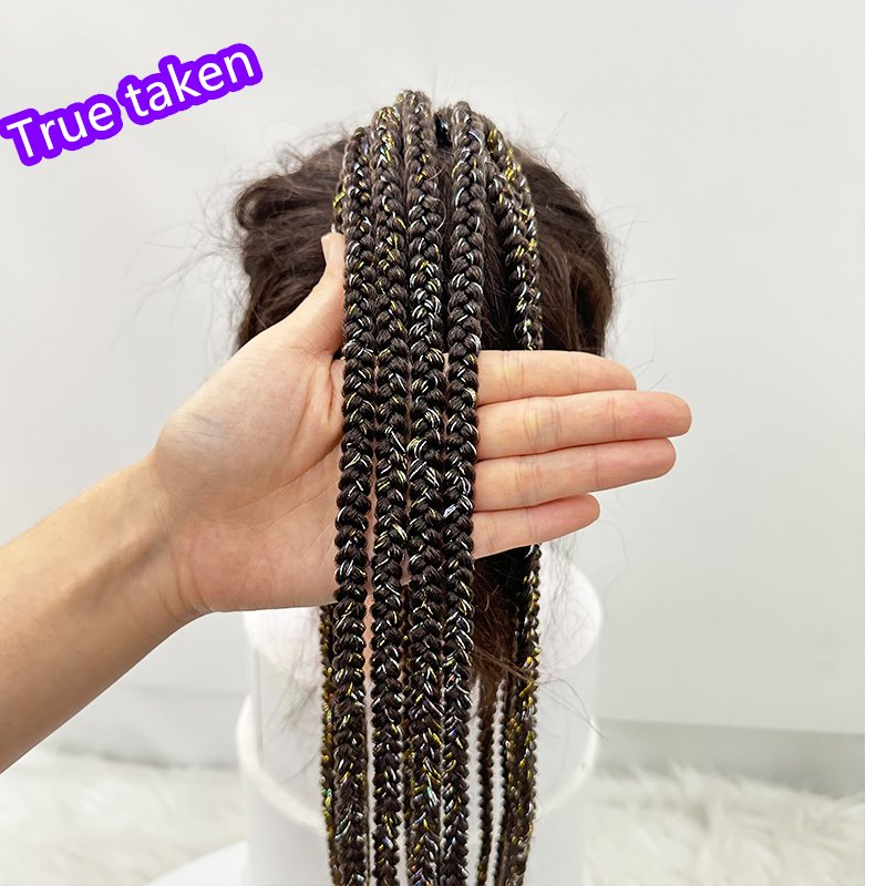 girls mermaid braided tinsel ponytail synthetic hair rainbow tinsel braided ponytail hair extension mix tinsel