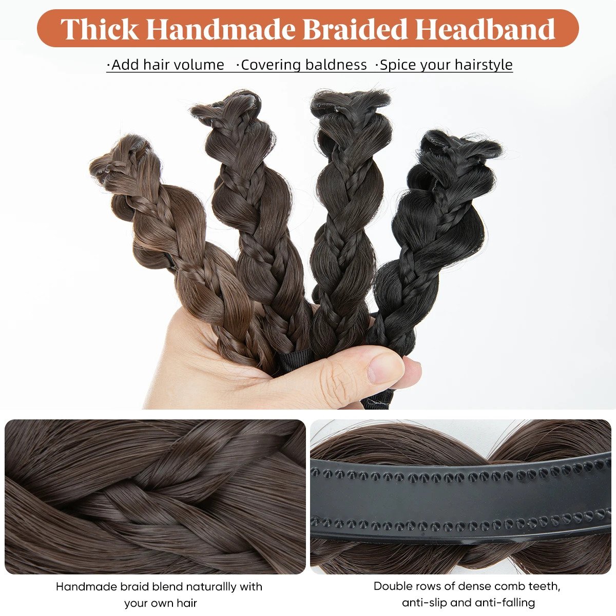 Wig Braided Wide Brimmed Head Band Stylish Non Slip Hair Hoop DIY Hair Styling Accessories For Women And Daily Use