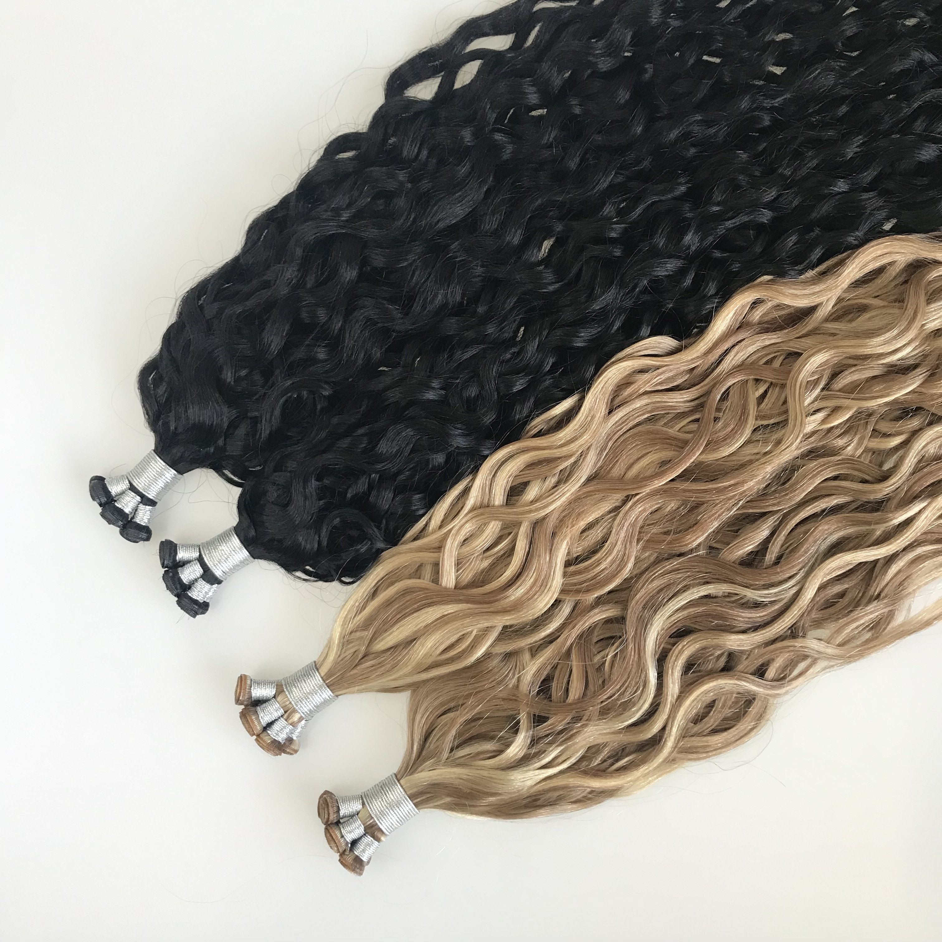 Salon Quality Newest Russian Natural Curly Genius Weft Wholesale Ready To Ship Soft Natural Human Hair Extensions Genius Weft