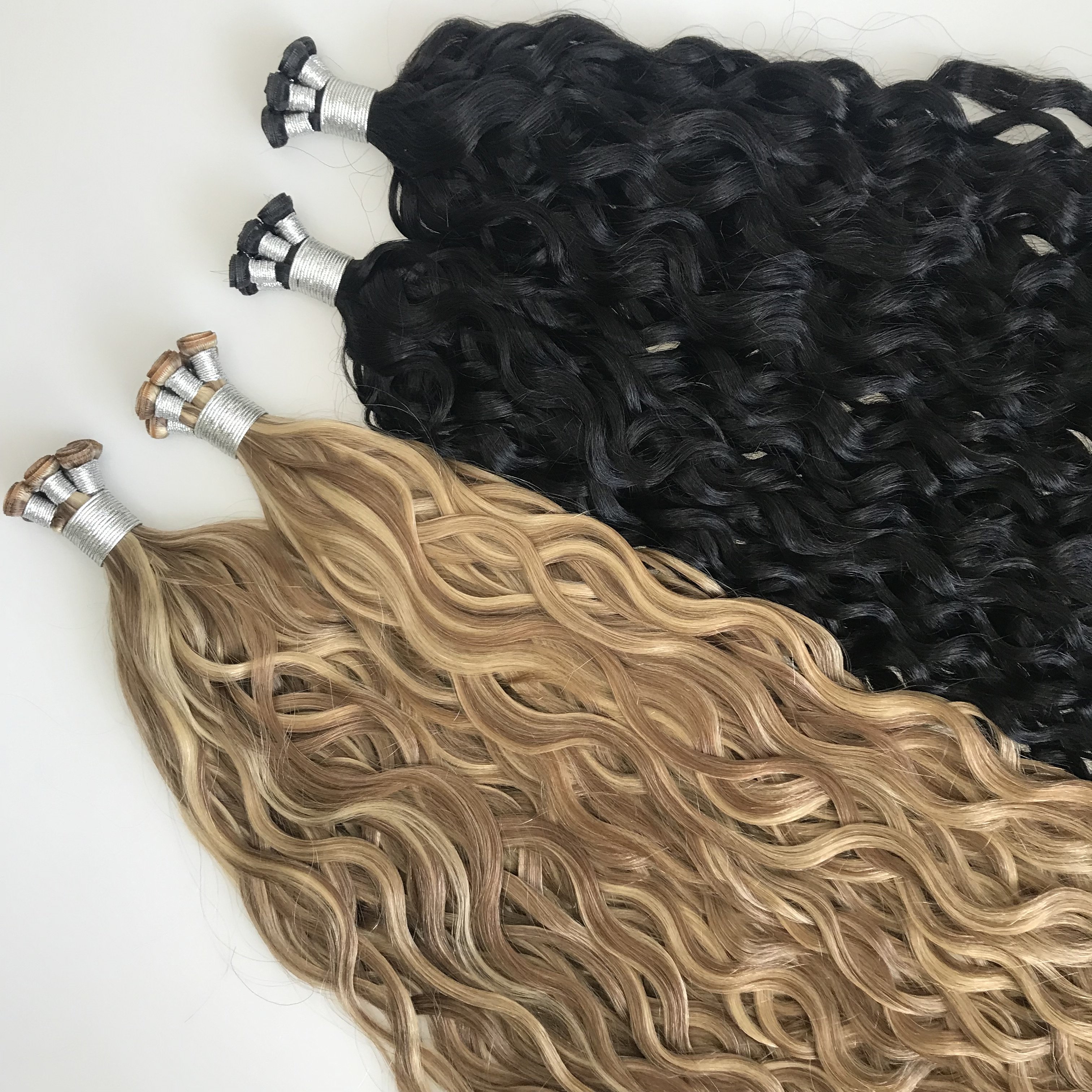 Salon Quality Newest Russian Natural Curly Genius Weft Wholesale Ready To Ship Soft Natural Human Hair Extensions Genius Weft
