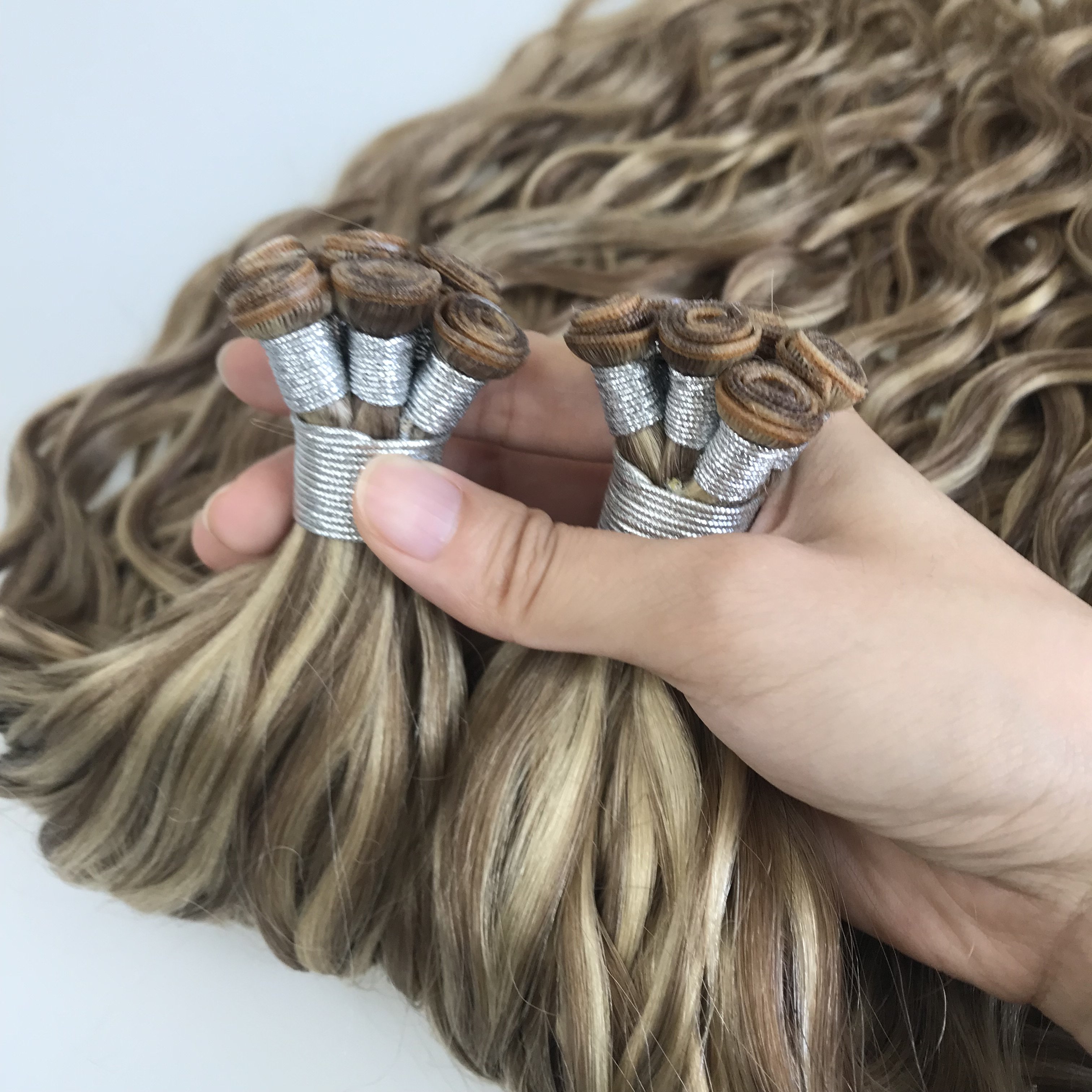Salon Quality Newest Russian Natural Curly Genius Weft Wholesale Ready To Ship Soft Natural Human Hair Extensions Genius Weft