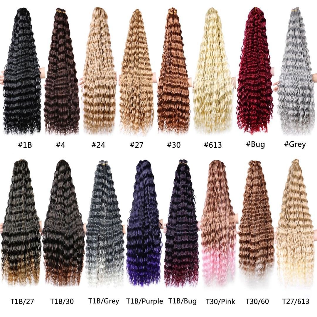 30inches 100g Deep wave Wholesale Premium Synthetic Extension No Weft Curly Super Wave Deep Bulk Hair For Boho Braiding Hair