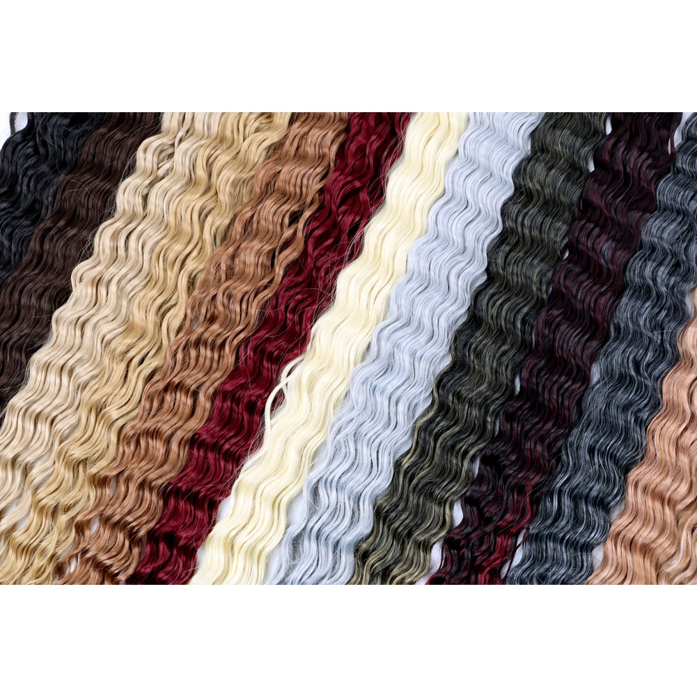 30inches 100g Deep wave Wholesale Premium Synthetic Extension No Weft Curly Super Wave Deep Bulk Hair For Boho Braiding Hair