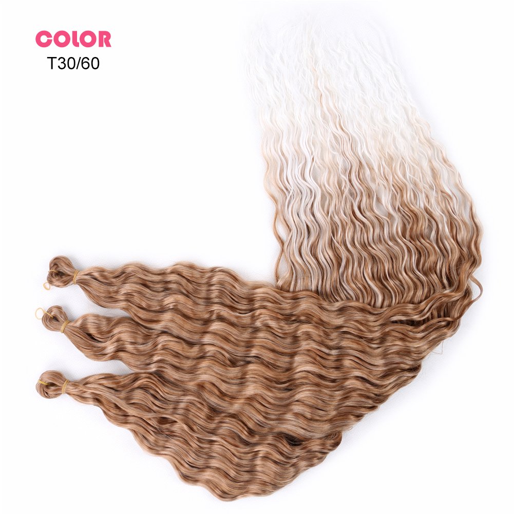 30inches 100g Deep wave Wholesale Premium Synthetic Extension No Weft Curly Super Wave Deep Bulk Hair For Boho Braiding Hair