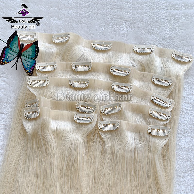 150g 200g Super Double Drawn Virgin Hair Clip In Extensions Ombre Brown To Blond Human Hair Extensions Clip In