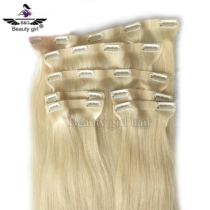 150g 200g Super Double Drawn Virgin Hair Clip In Extensions Ombre Brown To Blond Human Hair Extensions Clip In