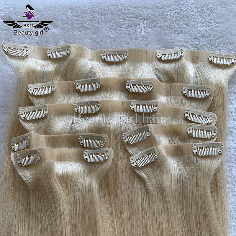 150g 200g Super Double Drawn Virgin Hair Clip In Extensions Ombre Brown To Blond Human Hair Extensions Clip In