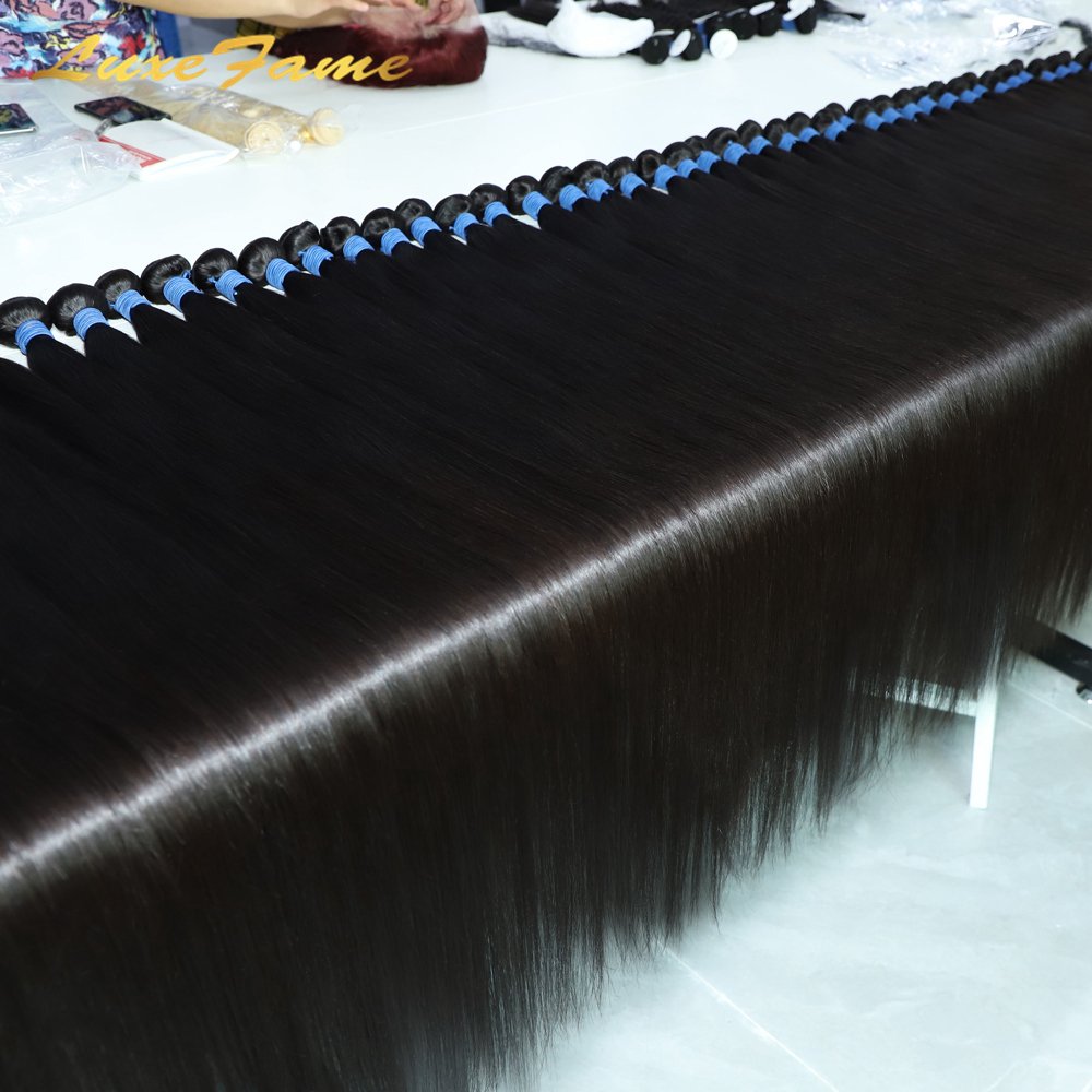 Double Draw Hair Extensions Weft,Bone Straight Human Hair Extension,100% Human Hair for Black Women