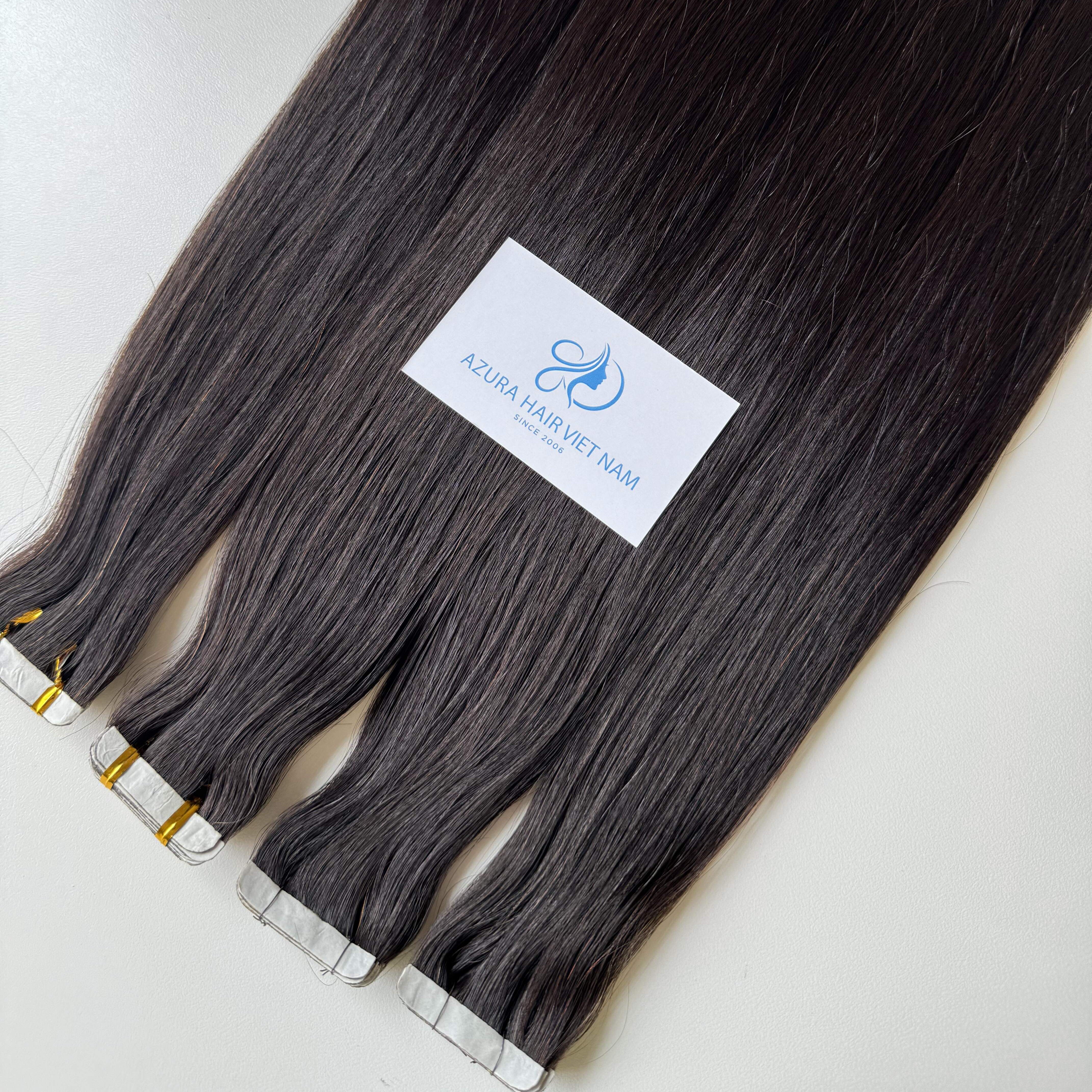 Wholesale 100% Silky Straight Human Hair Extensions Invisible Tape In VietNamese Raw Hair Kinky Style