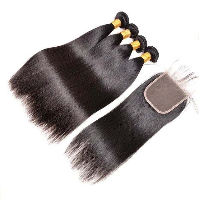Best top quality Brazilian virgin human hair extension bundles with closure, hd transparent swiss lace closure vendor