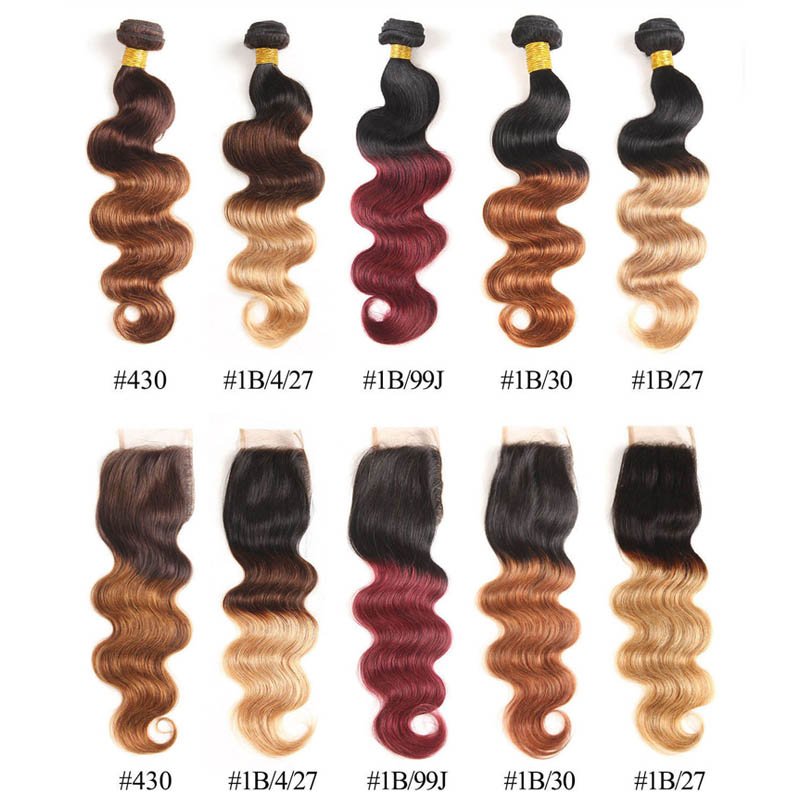 Full Cuticle Aligned Virgin Brazilian Ombre human hair 3 tone color ombre human hair extension, 100% Virgin Ombre Hair extension
