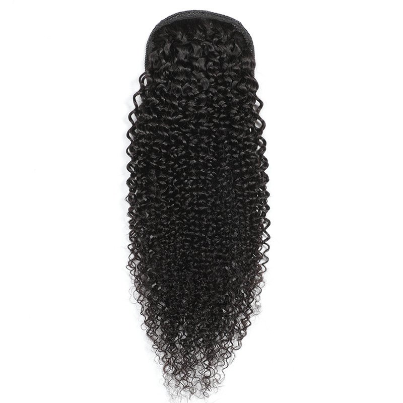Fast shipping wholesale price high quality 100% human hair kinky curl hair ponytail