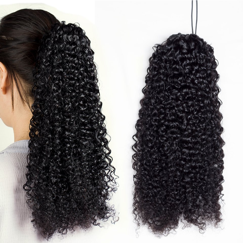 Fast shipping wholesale price high quality 100% human hair kinky curl hair ponytail
