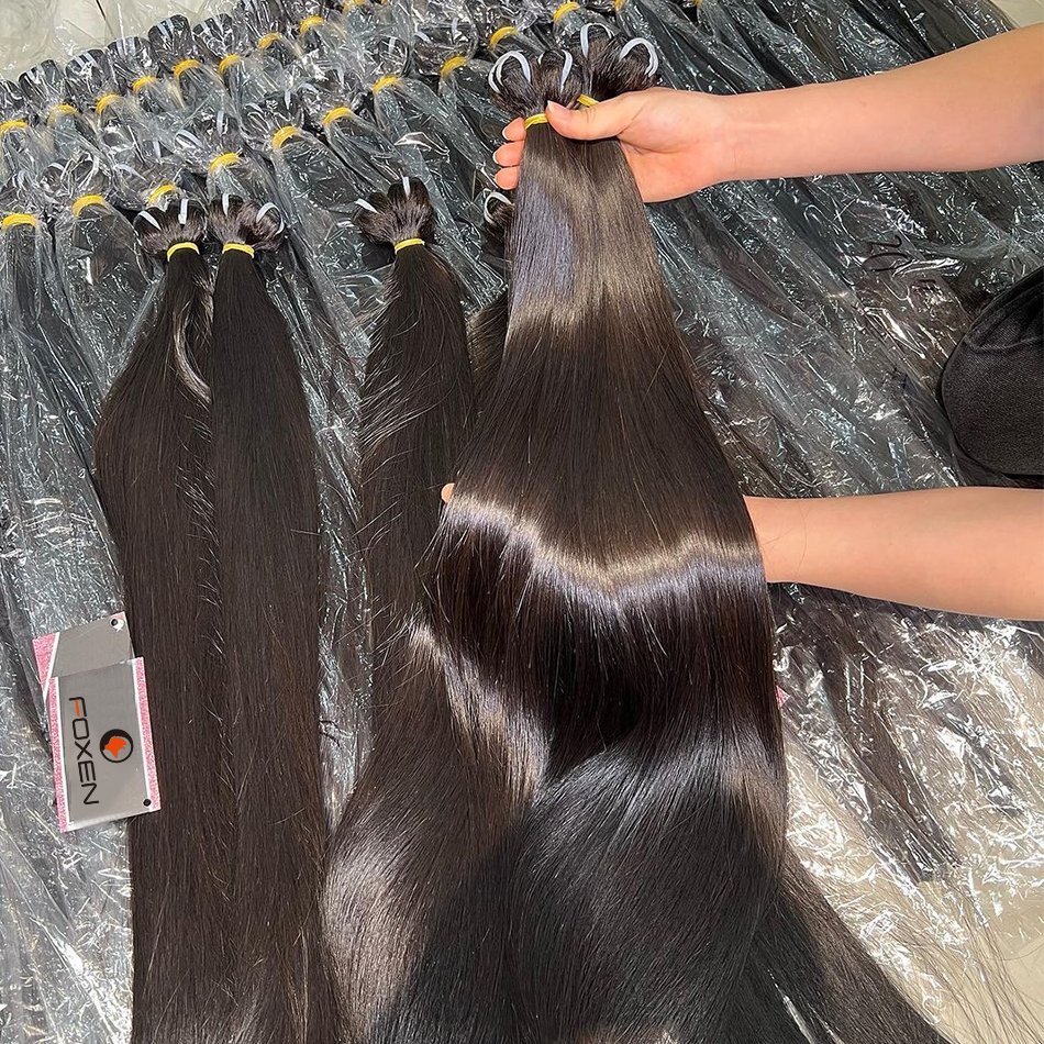 Raw Vietnamese Hair Double Drawn Bone Straight Human Hair Extension Virgin Cuticle Aligned Human Hair Bundle With Closure Set