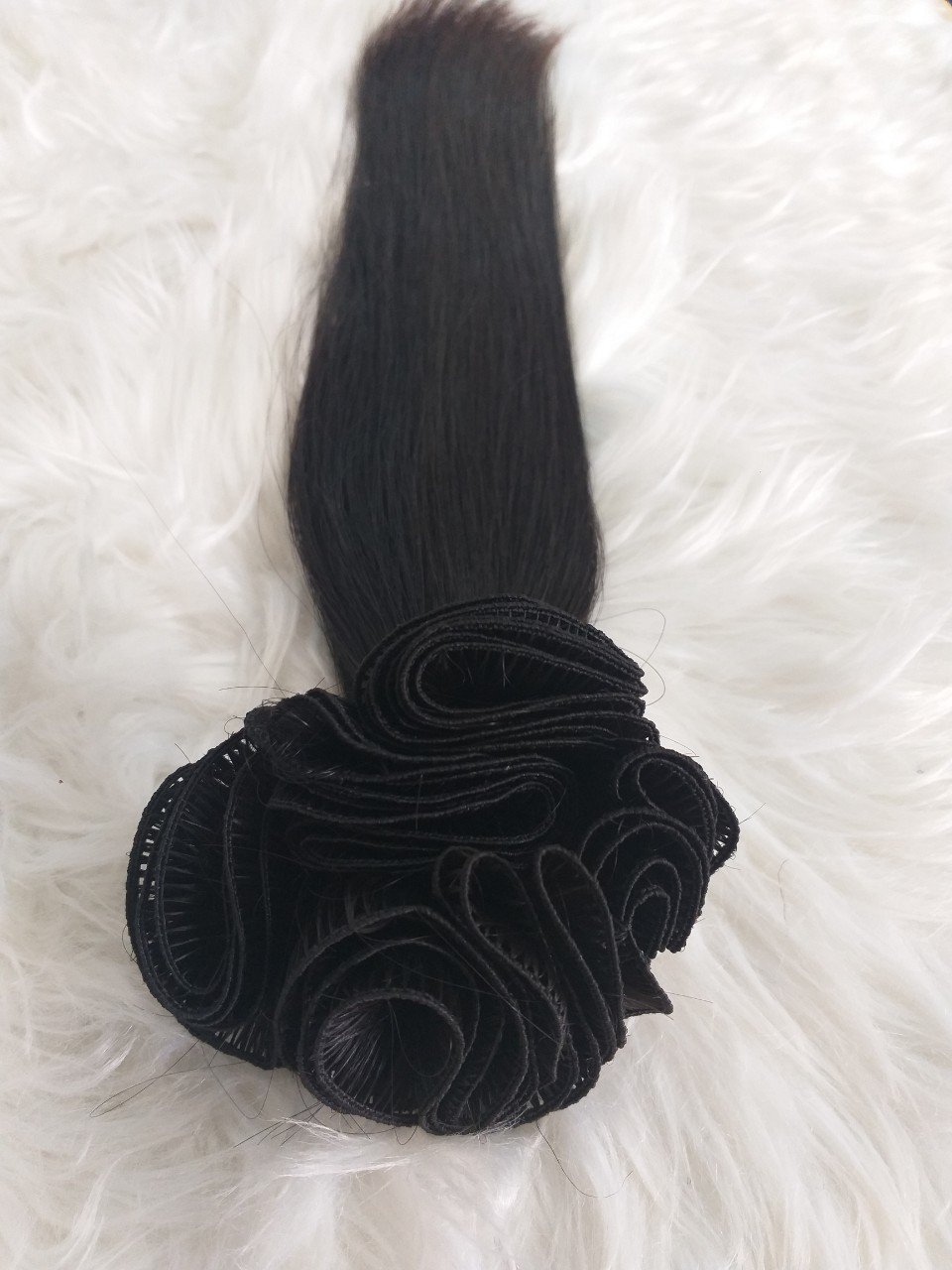 Hand-tied Weft Bundles Balayage Natural Black Virgin Raw Remy Hair Double Drawn Cuticle Aligned Soft Human Hair Extensions