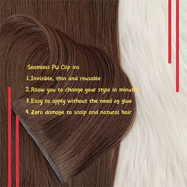 Fasimei Wholesale Price 100% Human Hair Seamless PU Clip In Hair Extension