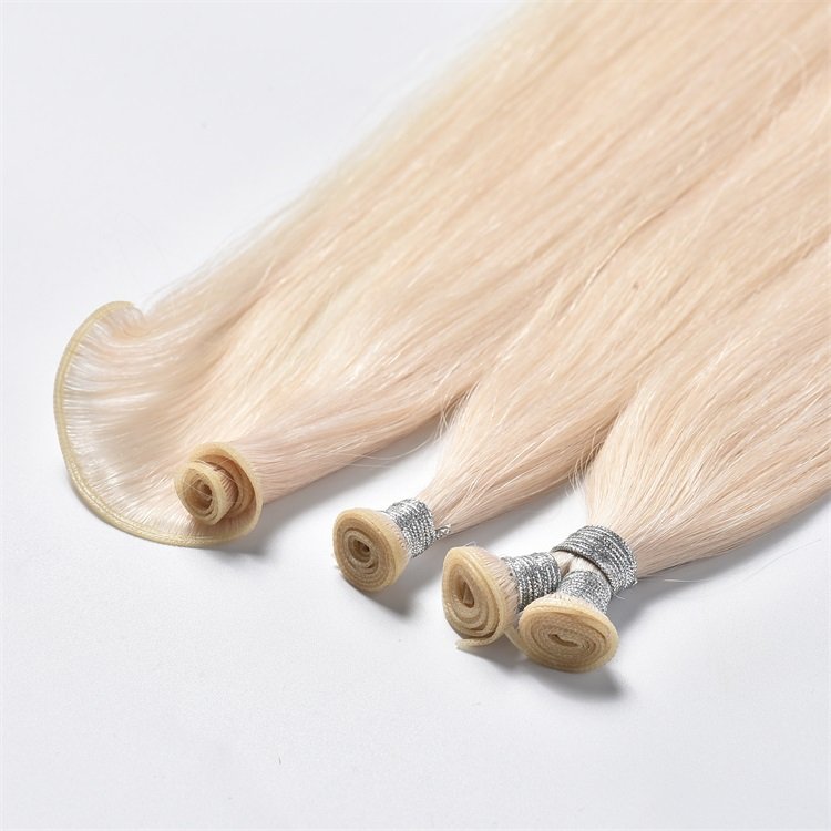 Manufacture price hand tied weft human hair extensions double drawn genius weft