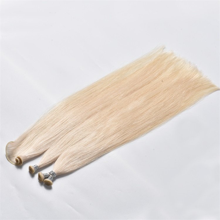 Manufacture price hand tied weft human hair extensions double drawn genius weft