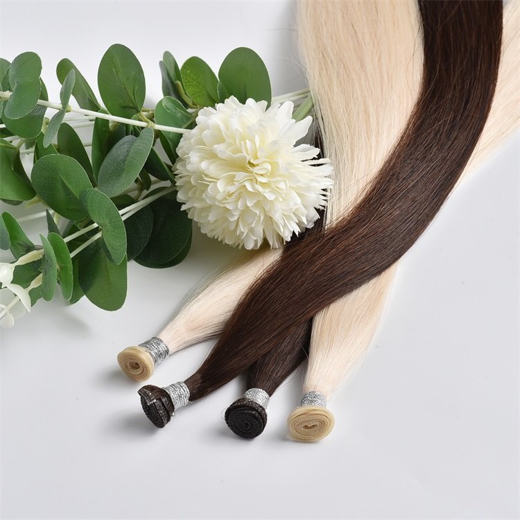 Manufacture price hand tied weft human hair extensions double drawn genius weft