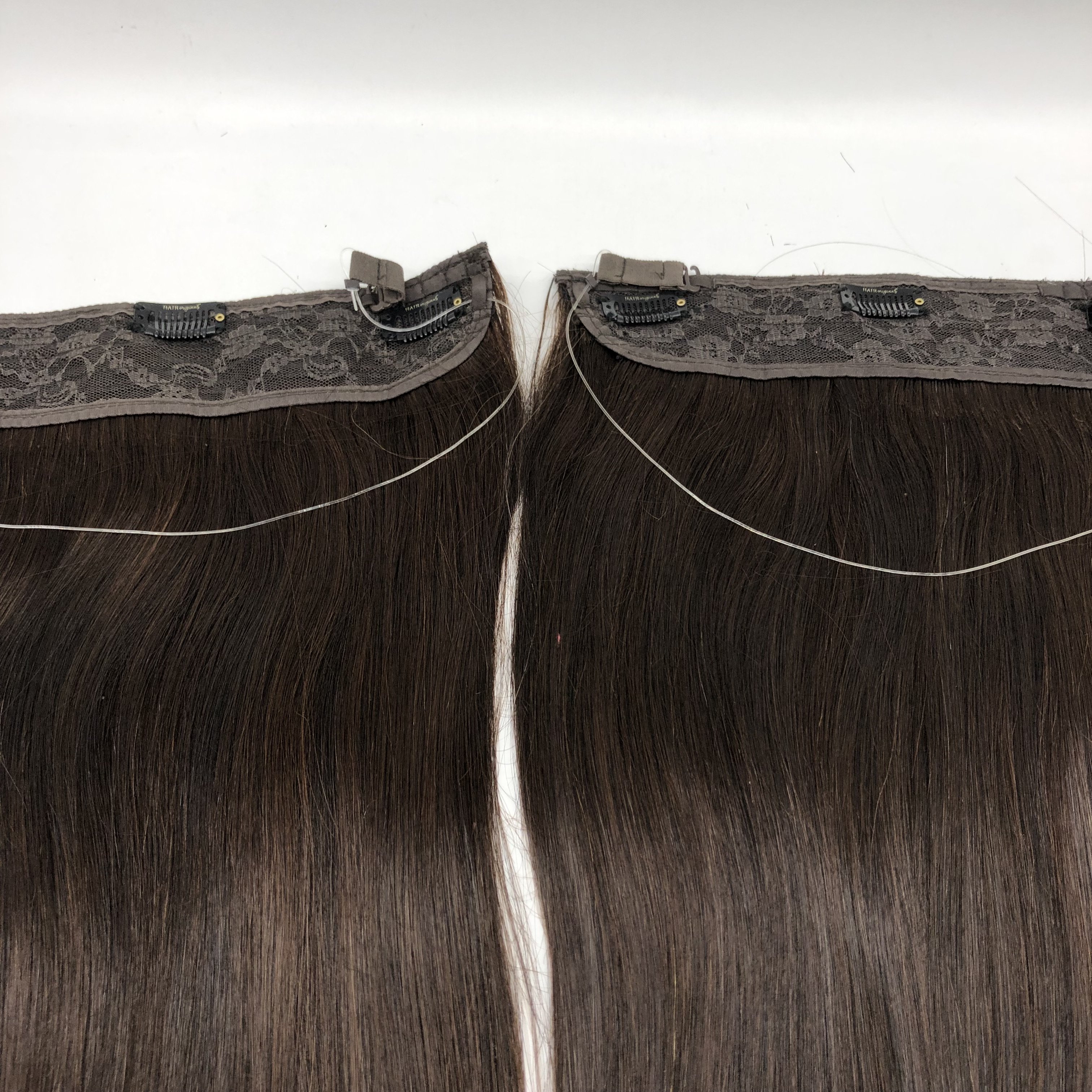 AU wholesale 100 human hair customized only Indian Remy hair clip in Halo hair extension with adjustable string for women
