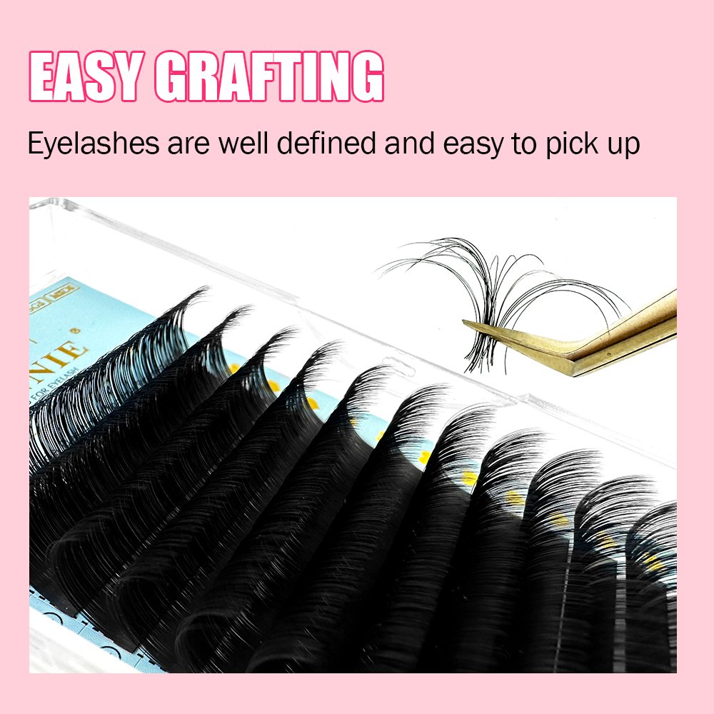 Abonnie Korean PBT Fiber 0.03 Vegan 7-15mm Classic Cashmere Lash Extension Tray Individual Lash Matte Black Eyelash Extensions