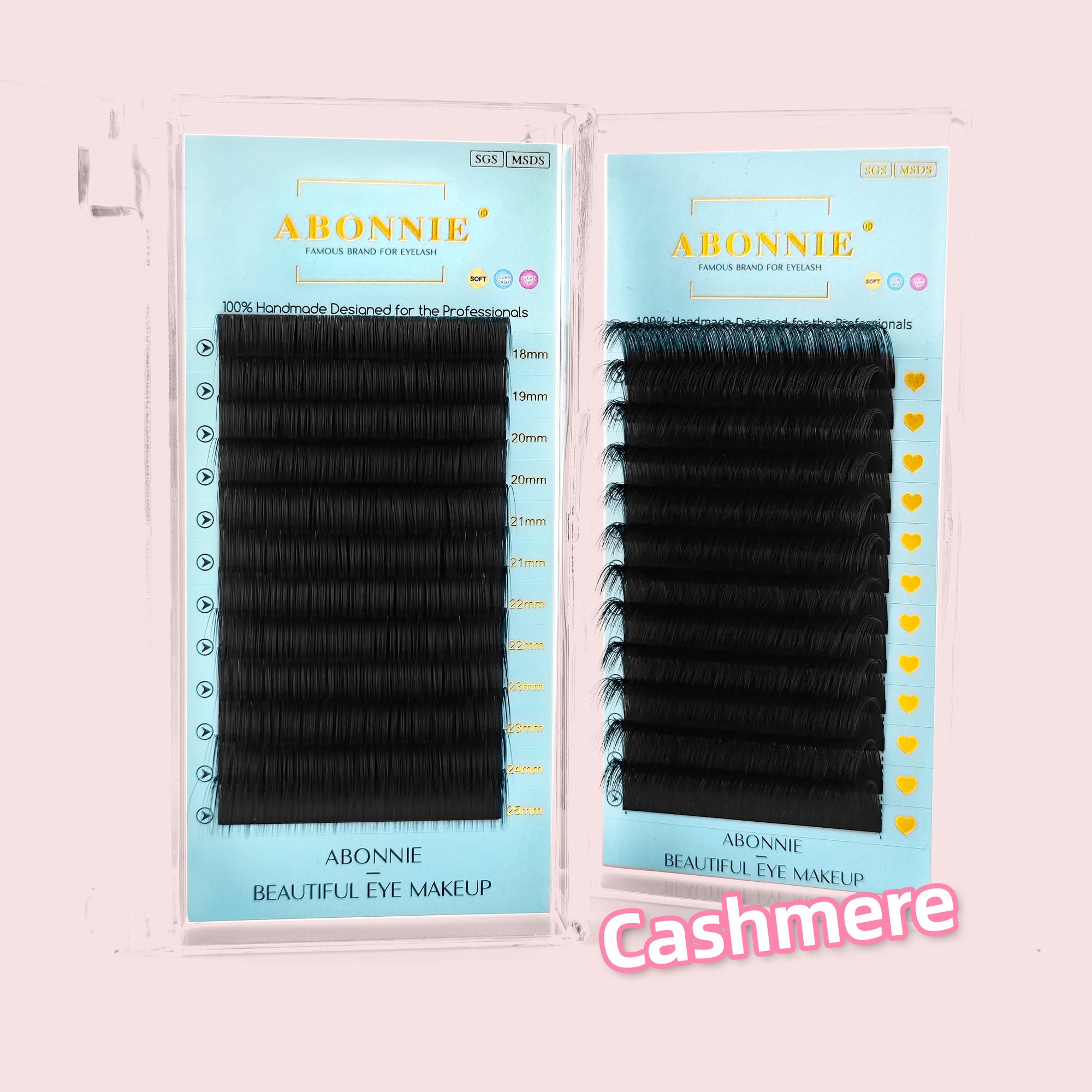 Abonnie Korean PBT Fiber 0.03 Vegan 7-15mm Classic Cashmere Lash Extension Tray Individual Lash Matte Black Eyelash Extensions