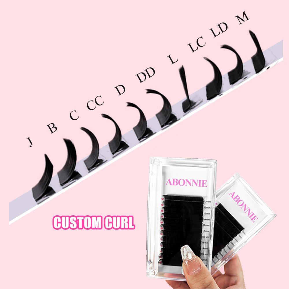 Abonnie Korean PBT Fiber 0.03 Vegan 7-15mm Classic Cashmere Lash Extension Tray Individual Lash Matte Black Eyelash Extensions