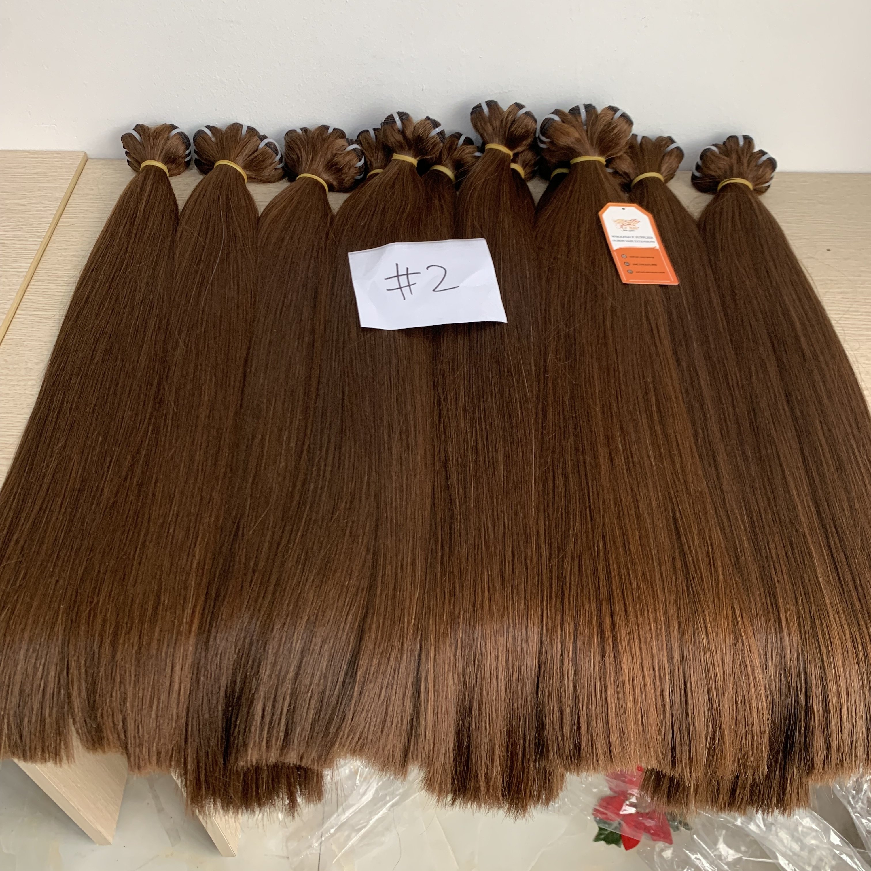 Dark Brown Vietnamese Human Hair Bundles Closure Full Wig Raw Hair Double Drawn Virgin Remy Hair Extensions Cheap Price