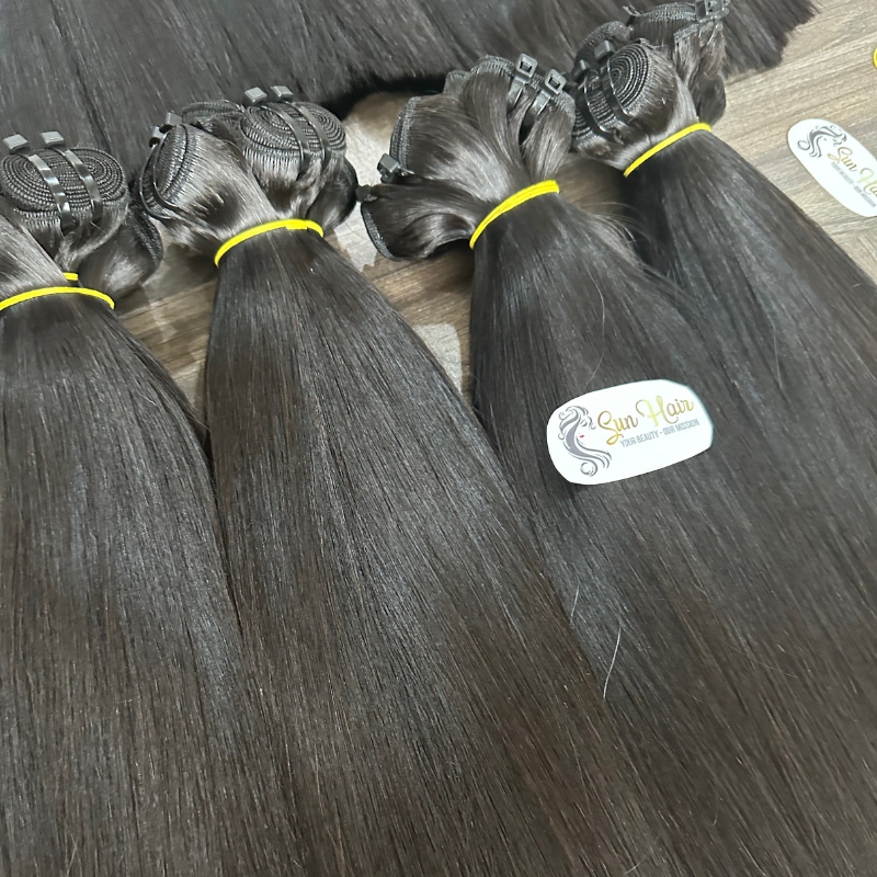 Wholesale Hot Fashionable Natural Black Colour Virgin Straight Double Drawn Weft Hair 100% Vietnam Human Hair Extensions