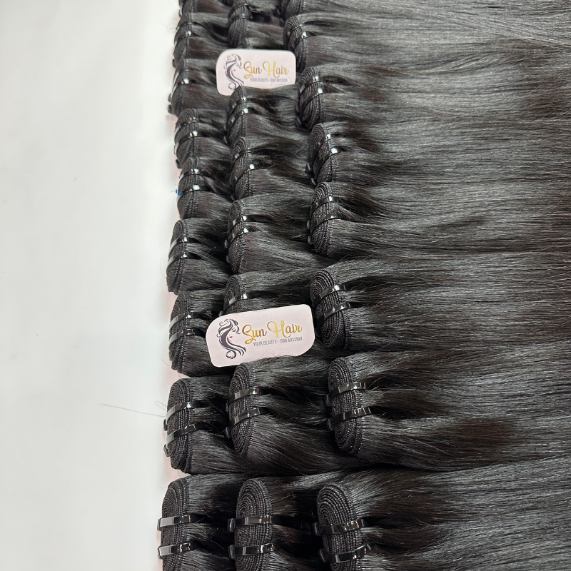 Wholesale Hot Fashionable Natural Black Colour Virgin Straight Double Drawn Weft Hair 100% Vietnam Human Hair Extensions