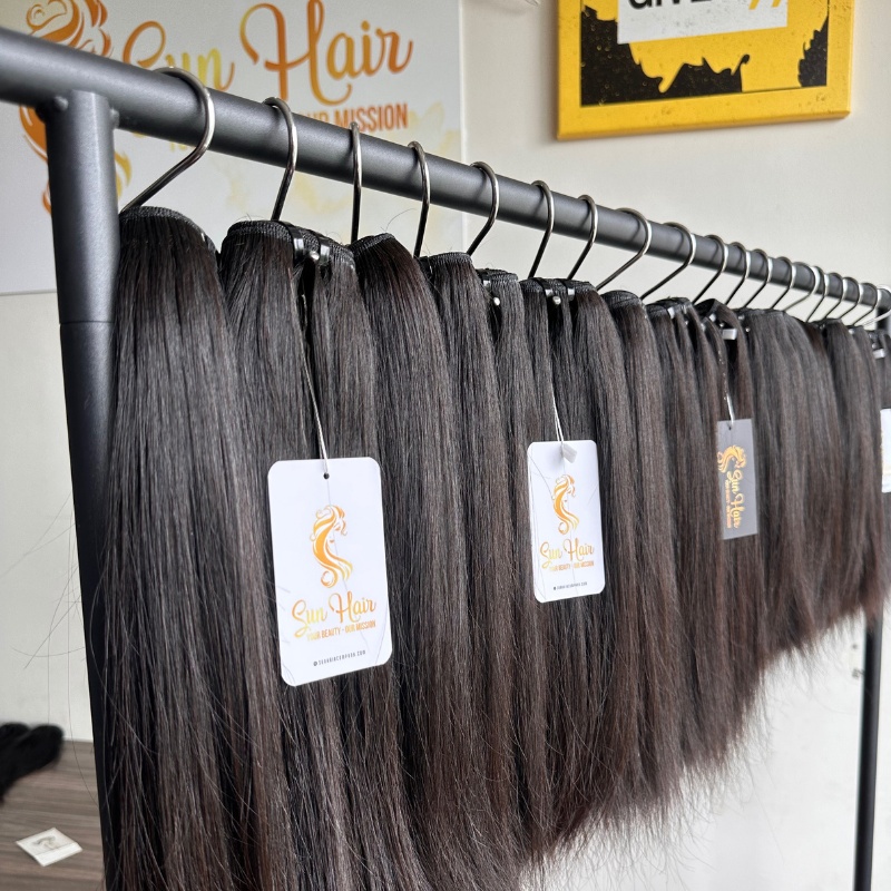 Wholesale Hot Fashionable Natural Black Colour Virgin Straight Double Drawn Weft Hair 100% Vietnam Human Hair Extensions