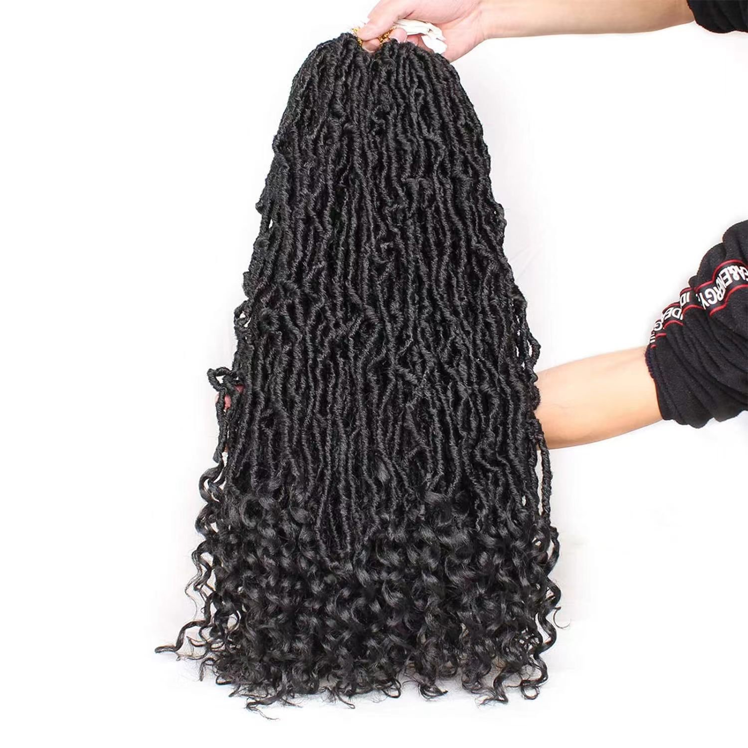 chemical fiber dreadlock wig crochet hair nu locs with curly ends Earthworm flex loose tail 10-36inch soft custom packaging