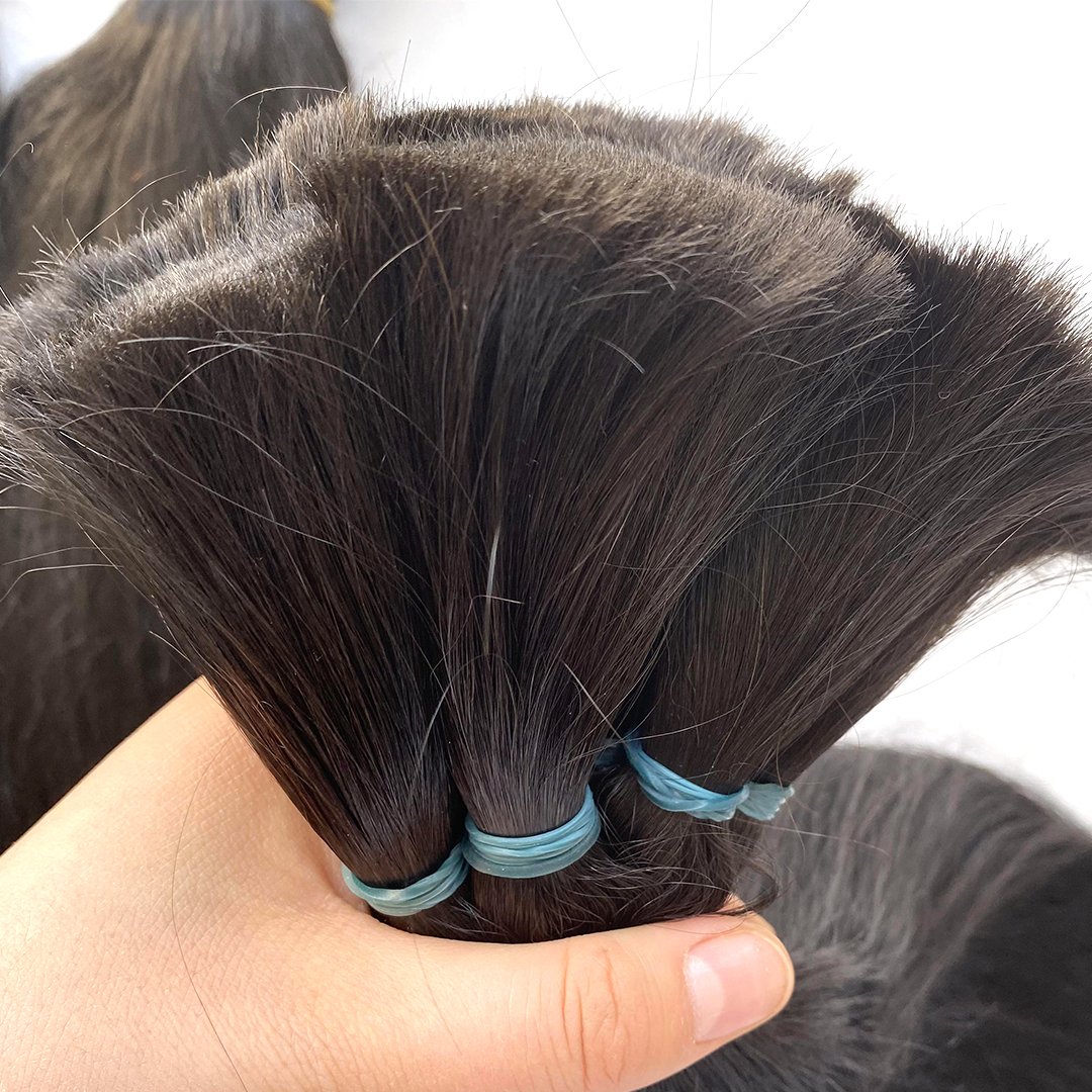 2024 No Weft Raw Hair Bulk Russian Natural Extensions Color Straight 100% Human Bulk Hair
