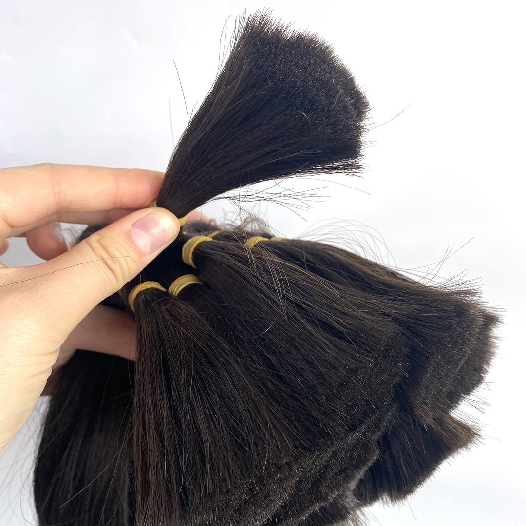 2024 No Weft Raw Hair Bulk Russian Natural Extensions Color Straight 100% Human Bulk Hair