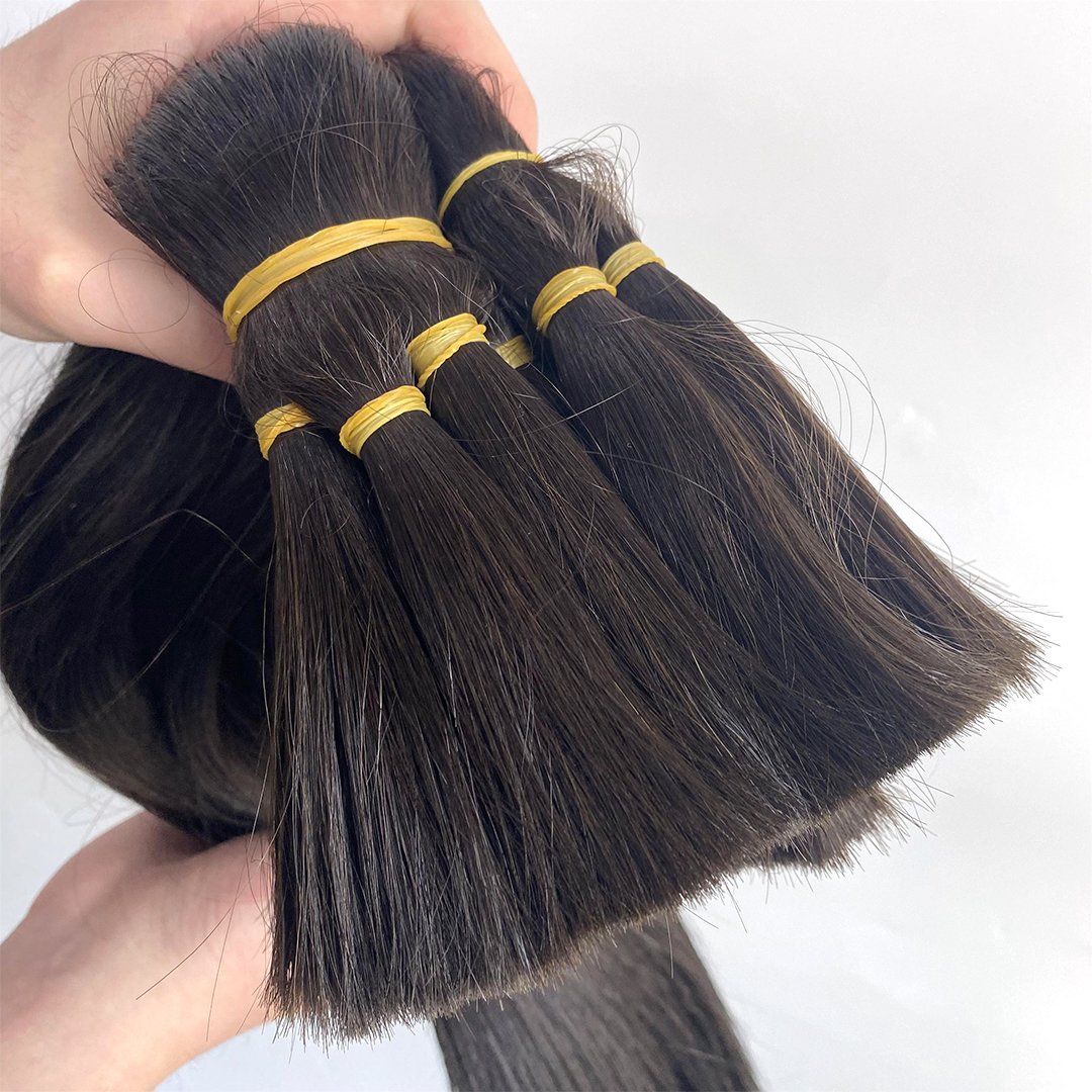 2024 No Weft Raw Hair Bulk Russian Natural Extensions Color Straight 100% Human Bulk Hair
